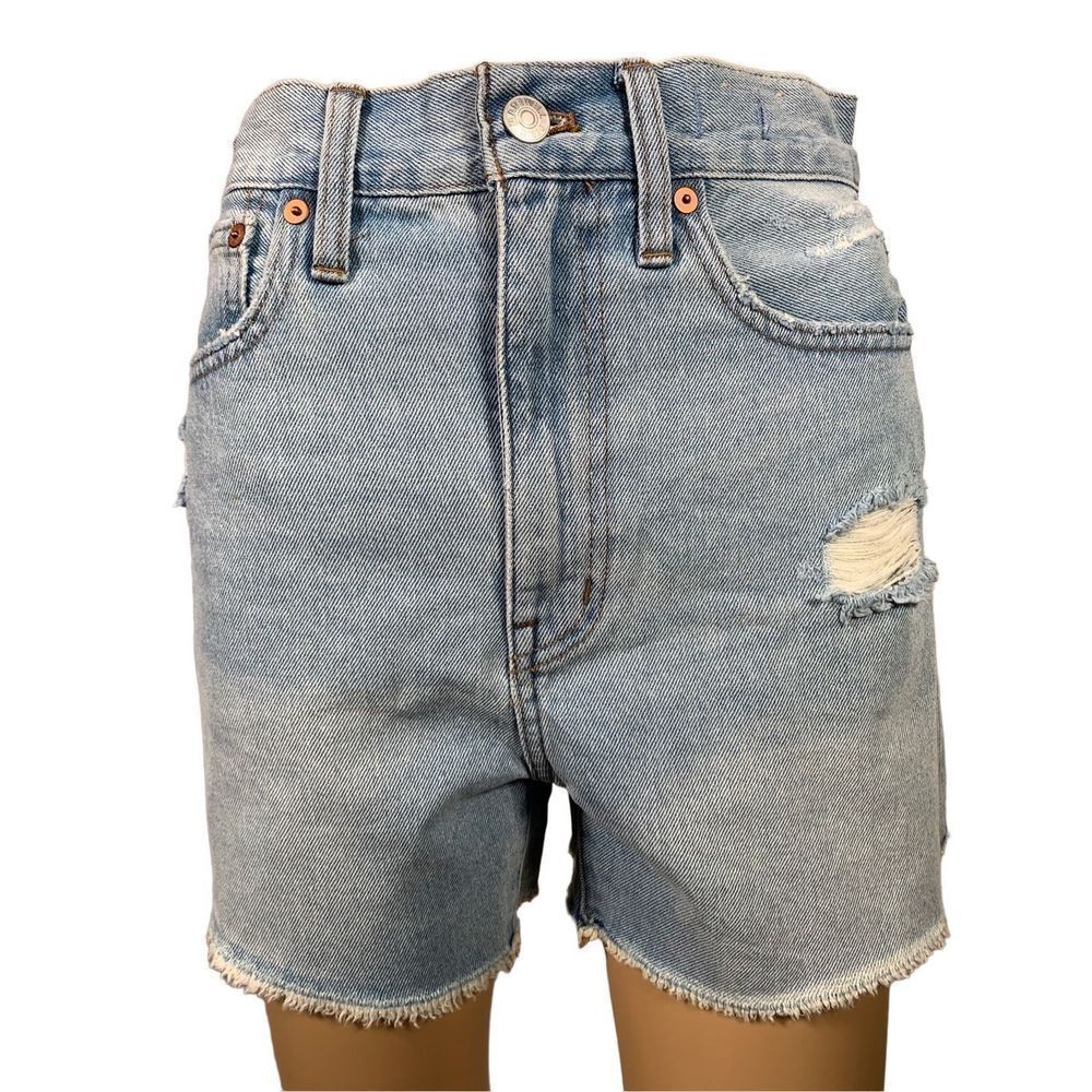 NWOT Madewell Women's Ripped Edition Byers Wash Momjean High Rise Shorts size 24